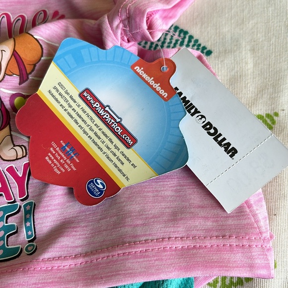 NWT Nickelodeon Paw Patrol Shorts Set Pink SS Tee Green Shorts 12M Pawsome Dogs - Picture 5 of 16